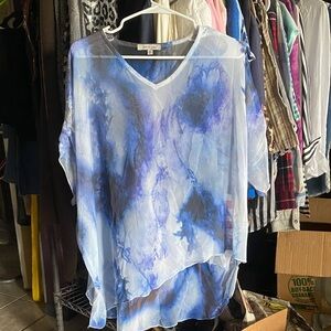 Jess&Jane  Sheer Blue and White Blouse